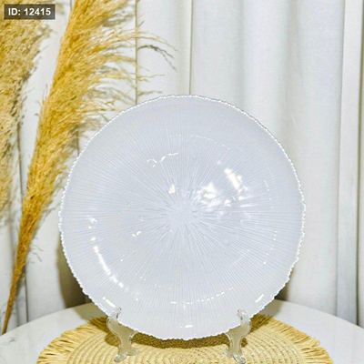 جاط فواكة زجاج ابيض مدور محزز 33سم مشرف K54/13 =ك4