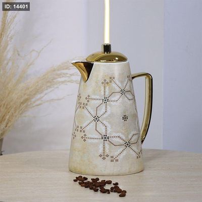 تيرموس قهوة بورسلان ابيض وكريمي مزخرف 5211-1953-1G ++ع.ج