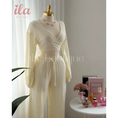 بيجاما BUTTER YELLOW كروب توب و بنطلون