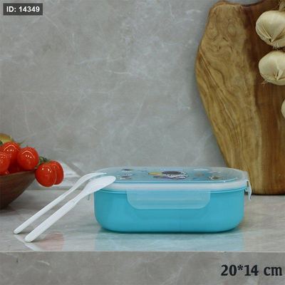 لانش بوكس بلاستك 20*14سم ملون غطا مرسم مع شوكة ومعلقة EL82/9 =ت.ش3