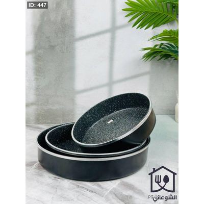 طقم صواني فرن جرانيت أسود 3 قطع