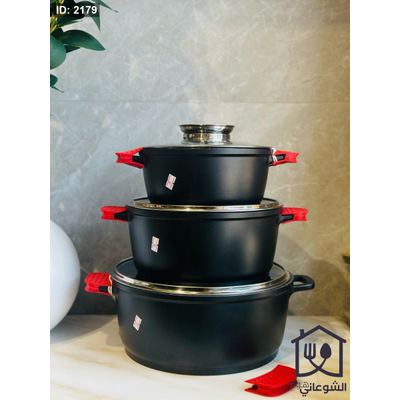 طنجرة - طناجر جرانيت يد سيليكون لون اسود (ROSO)
