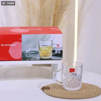 طقم كاسة شاي/6 زجاج سادة 230مل KTZB04-4 مدور قاعدة بقلاوة ++BM2