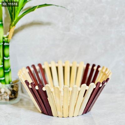 سلة خبز مدور 22سم خشب بامبو عيدان ملون K140/34 =ض9