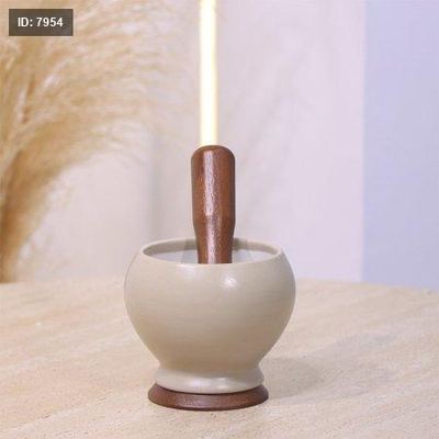 مدقه بورسلان بيج ماط مع هاون خشب بني غامق YM8400++ع1