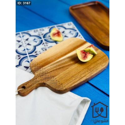 لوح تقديم / تقطيع خشب طبيعي مرسم مع يد
