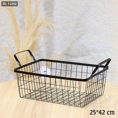 سلة خضار مستطيل 42*25سم ستانلس اسود مشبك مربعات EL21/4 =ط58