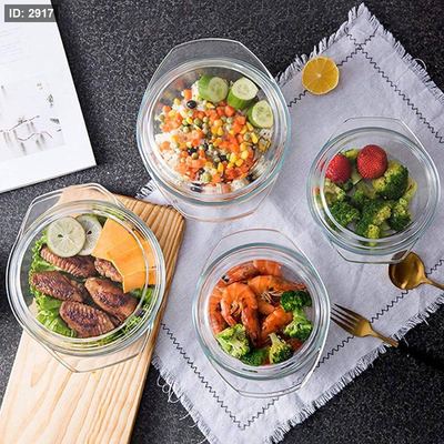طقم 3 بايركس مدور مع غطاء زجاج