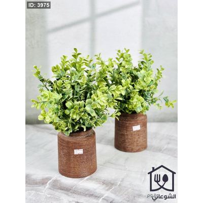 قوار ورد فخار بورسلان صغير عشب اخضر
