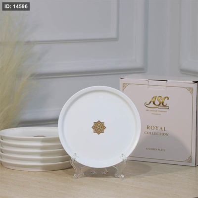 طقم/6 صحون فواكة بورسلان ابيض ماط YP08-6/S-MATTE WHITH مزخرف اسلامي ++ZW1