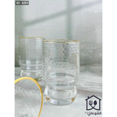 طقم كاسات عصير منقط مع حز ذهبي