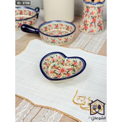 زبدية خزف مغربي مرسم شكل قلب 12CM