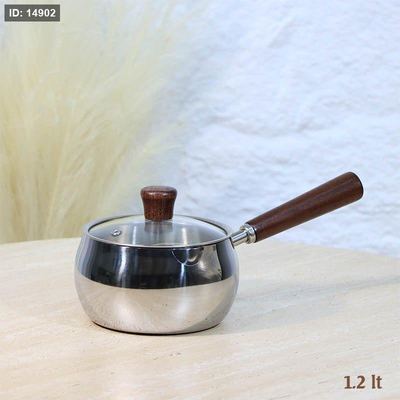 كسرولة ستانلس ستيل 1.2 لتر يد خشب طويل A38/5 =ع2