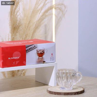طقم ماغ شاي/6 زجاج سادة KTZB86C محزز بصمة 200مل ++BM2