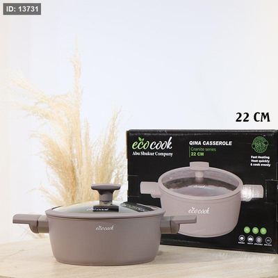 طنجرة QINA مدور 22سم كابتشينو ماط 32803-14/A يد سلكون ++2