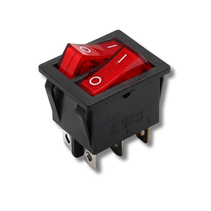 مفتاح روكر مزدوج KCD4 6 أرجل بإضاءة حمراء 15A | 250V