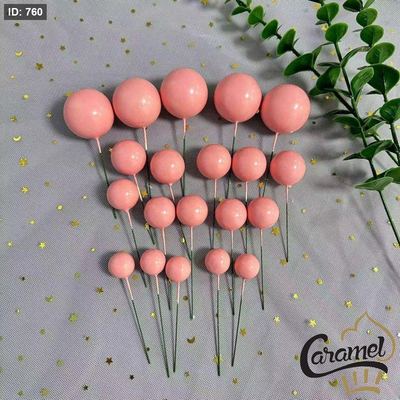 طابات فلين لون زهري متعددة الاحجام عدد 20 لتزيين الكيك