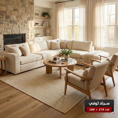 سجاد لوفي بكليه سادة 180 × 280 سم LUVI carpet - لون بيج