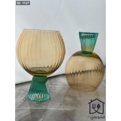كاسة عصير برجل كريستال ملونة طابة