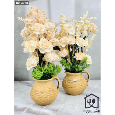 قوار بورسلان شكل بريق مع ورد كبير 45CM