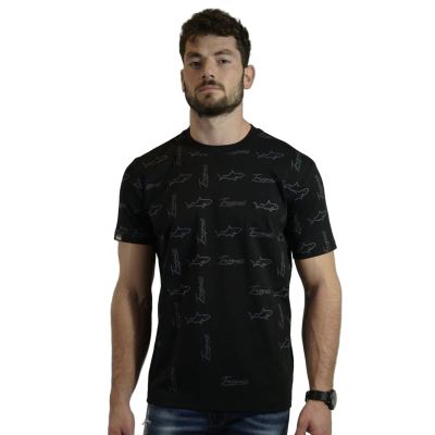 FADED PATTERNT T- Shirt-BLK