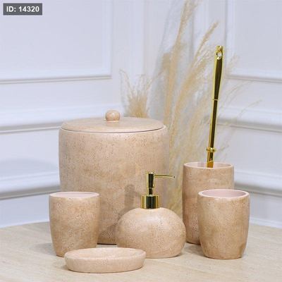 طقم/6 سلة + فرشاة حمام +2مصبنة +2كاسة جبص زهري EL177/5 =ت.ش3