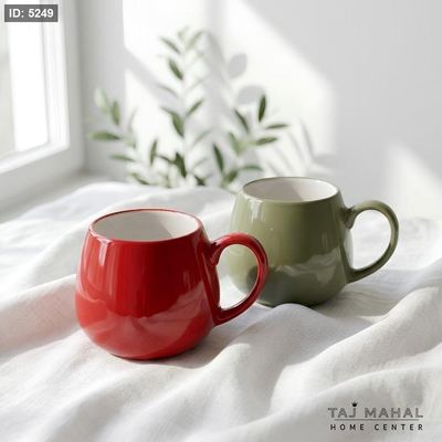 مج سيراميك ملون بتصميم دائري انسيابي