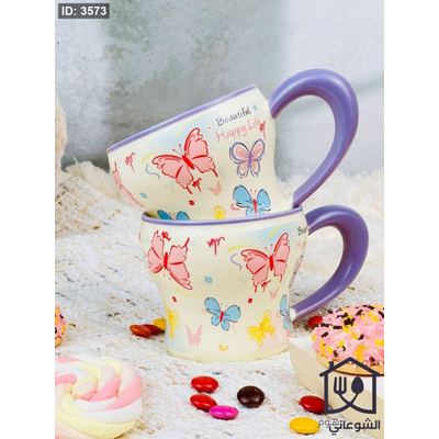 مج بورسلان مع يد كبيرة مرسم فراشات