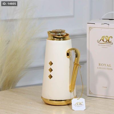 تيرموس قهوة بورسلان بيج CH628-B2338BEIGE مرسم معين ذهبي ++ZW1
