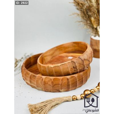 صحن / جاط تقديم خشب طبيعي محزز هندي
