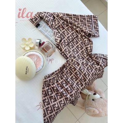 بيجاما FENDI بيج و بني فل تختيم نص كم شورت