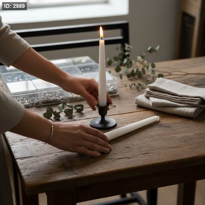 شمع ابيض طويل-دزينة12 قطعة