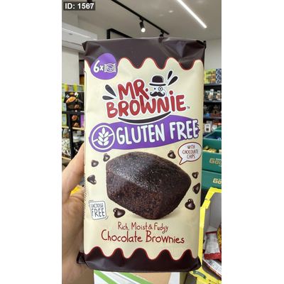 براونيز الشوكولاتة ورقائق الشوكولاتة خالي من الجلوتين واللاكتوز - مستر براوني (Mr. Brownie) فيها 6 قطع