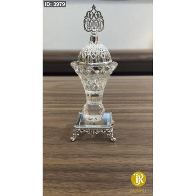 مباخر كرستال قاعدة معدن فضي ( 17*6 سم )