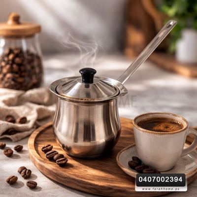 غلاية قهوة ستانلس مع غطاء نمرة 9