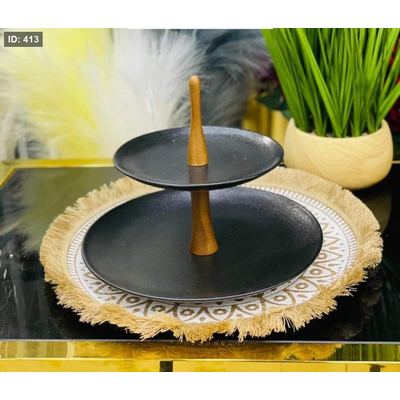 مضيفة بورسلان لون اسود طبقتين