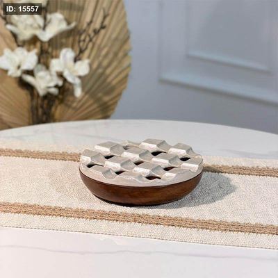 متكة خشب مدور 16سم 89955 غطا مصدف بيج Bهندي %ه15