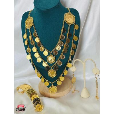 ذهب ايطالي/ ليرات 3 قطع عقد واسواره وحلق