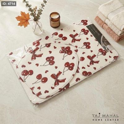 طقم دعسات حمام بتصاميم فيونكات وكرز ٣ قطع