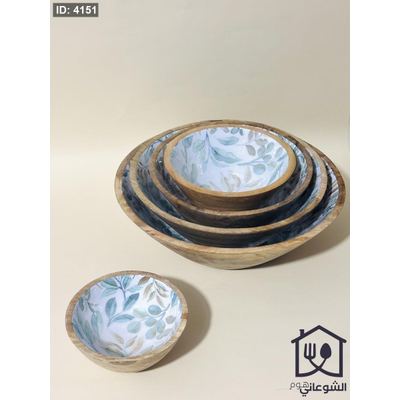 زبدية / جاط تقديم خشب طبيعي مرسم بعدة احجام