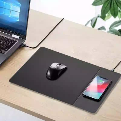 DM TC025 Mouse Pad with wireless charger جلدة ماوس مع شاحن وايرلس 15 وات