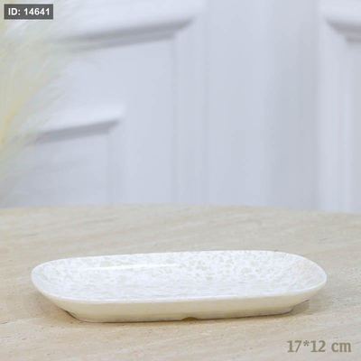 صحن مستطيل بحيف 17*12سم ميلامين رخام بيج A70/11 =ع1