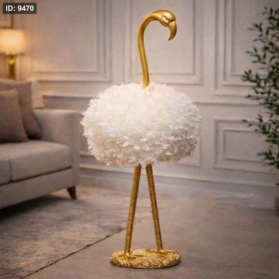 سهارة 130سم جبص شكل فلامنجو ذهبي شيد ريش ابيض SM113/11 =ط4س