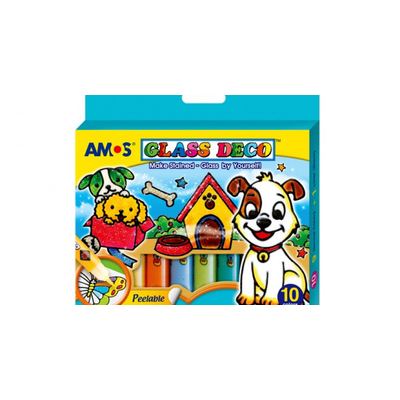 طقم ألوان للرسم على الزجاج 10 ألوان AMOS