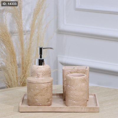 طقم /6 2صينية مستطيل+مصبنة +2كاسة + علبة بغطا جبص زهري EL177/18 =ت.ش3