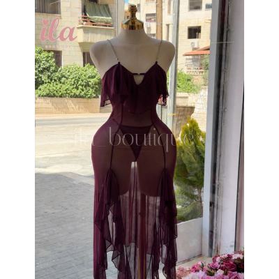 فستان تول طويل بنفسجي