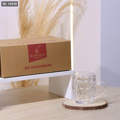 طقم كاسة ماغ/6 زجاج سادة KTYB01-150 بصمة خروب 300مل ++BM2