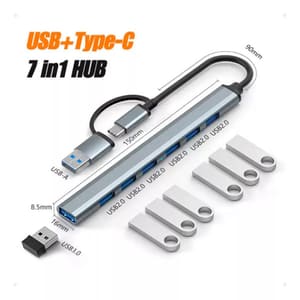 Hub Adaptador 7 in 1 Aluminio Usb 3.0 + Tipo C