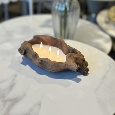 شمع معطر قوار شكل قاعدة قرمية - غصن شجرة حجم كبير