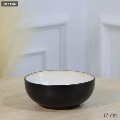 زبدية بورسلان 17سم اسود ماط وجه بيج A35/34 =ع1